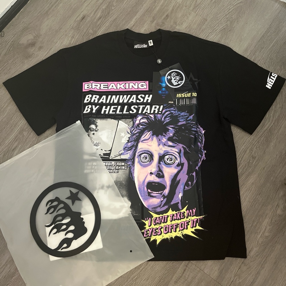 Hellstar Men’s Black Graphic Tee - 'Breaking Brainwash'